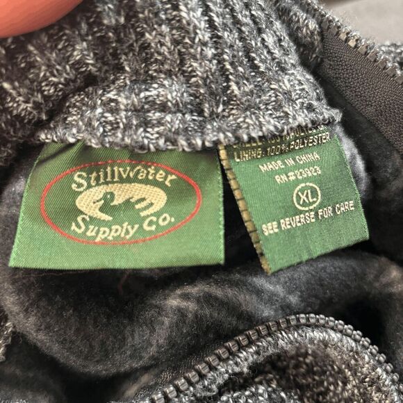 Stillwater Supply Co Sweater Mens XL Charcoal 1/4 Zip Pullover Plaid Lined EUC - Picture 3 of 6